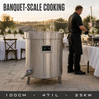Casserole électrique en acier inoxydable de qualité commerciale, durable pour une utilisation en extérieur