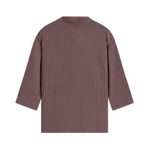 Women's Knitted Turtleneck Crop <b>Top</b> Three Quarter Sleeve Solid Minimalist Style All Seasons Wear Breathable OEM - Product Image 5