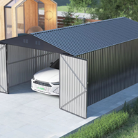 Garage de voiture moderne portable en acier, 12x19 pieds, double porte, étanche et durable, grand abri extérieur pour véhicules et outils, toutes saisons, bricolage