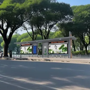 Abri de bus extérieur moderne avec siège et écran publicitaire pour les arrêts de bus et les espaces publics - Product Image 1