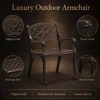 Fauteuil de jardin moderne en aluminium moulé durable pour véranda résidentielle et terrasse extérieure