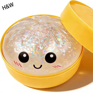 Wholesale Cute Smile Face New <b>Glitter</b> Dumpling Squishy TPR Squishy Stress Ball Simulation Food Dumpling Squishy Toy - Product Image 2