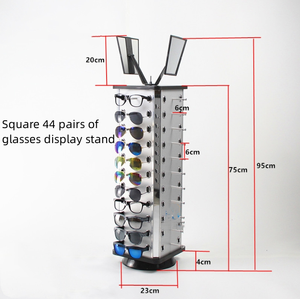 Présentoir à <span class=keywords><strong>lunettes</strong></span> carré rotatif de comptoir, neuf, avec miroir, montage facile, autoportant, haute visibilité, directement de l'usine - Product Image 4