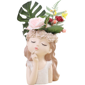 <span class=keywords><strong>Pot</strong></span> de fleurs en résine écologique de 27 cm, design carré en forme de filles mignonnes, pour plantes succulentes, avec trous de drainage, vase buste de fée - Product Image 5