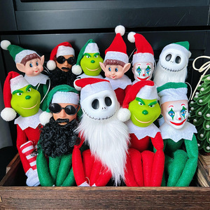 Decorazione Natalizia Carina, <span class=keywords><strong>Elfo</strong></span> Verde Rosso Grinch Joker, Bambola con Testa di Teschio Barbuta Bianca, <span class=keywords><strong>Elfo</strong></span> Ragazzo dalle Orecchie Lunghe su Mensola, Peluche - Product Image 6