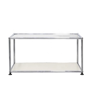 Tavolino da Salotto <span class=keywords><strong>Moderno</strong></span> Minimalista <span class=keywords><strong>in</strong></span> <span class=keywords><strong>Vetro</strong></span> Temperato e Acciaio Inossidabile, Modulare per Casa e Hotel - Product Image 2