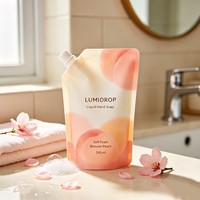 Pochette Doypack en PE recyclable à bec verseur, imprimée sur mesure, avec bouchon à vis anti-fuite et anti-goutte, pour recharge de savon liquide et shampoing