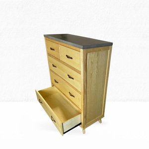 Gabinete de madera maciza hecho a medida de Vietnam, Panel de acacia y hormigón, 4 estantes y cuatro cajones para sala de estar - Product Image 1