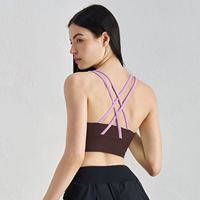 Soutien-gorge de sport yoga pour femme, haute performance, antichoc, avec coussinets, 100 % nylon, amincissant et push-up
