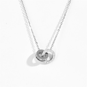 Set di Orecchini e Collana MW Fashion in Acciaio Inossidabile 316L con Zirconi, Orecchini Doppi Romani e Collana Placcati Oro 18k, Gioielli Antiossidanti - Product Image 6