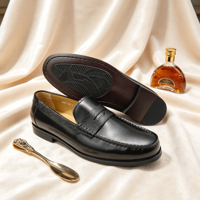 Mocassins de luxe à plateforme Horsebit pour hommes en cuir véritable, chaussures décontractées élégantes de style italien, à enfiler, pour soirée et occasions habillées