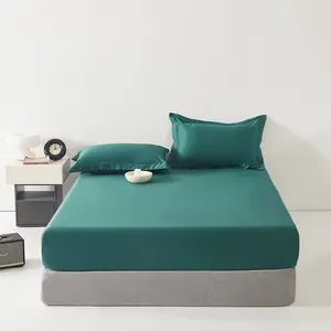 퓨어 컬러 침대 시트 세트 두꺼운 방진 피부 친화적 60S 면 침대 커버 가정용 매트리스 보호 커버 세트