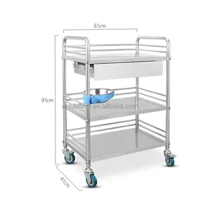 Chinese Fabriek Sus430 Assembleren Roestvrijstalen Medische Trolley Voor Kliniek