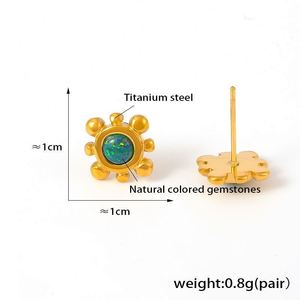 Small Exquisite Sunflower Natural Gemstone Earrings Clavicle <b>Necklace</b> Stainless Steel Plated Gold Plated Anniversary <b>Stacked</b> - Product Image 4