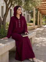 Robe longue musulmane en polyester YSYL, ornée de perles, décontractée, pour tous les jours, pour les fêtes, vêtements islamiques, abaya à capuche ODM pour femmes