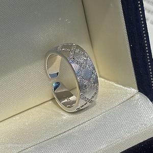 Anillo Cuadrado de Plata Pura S925, Estilo Vintage, Diseño Simple y Elegante, Anillo Abierto Cepillado con Incrustaciones para Bebés - Product Image 5