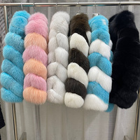 Veste d'hiver en fourrure à manches longues personnalisée grande taille manteaux courts en fourrure de renard véritable pour femmes