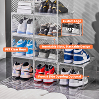 WANUO Vorder- und Seitenöffnung Optional Transparente Kunststoff-Schuhbox Stapelbare Schuhaufbewahrungsbox Anpassbare Kunststoff-Schuhbox