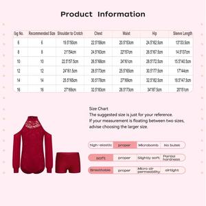 Trajes de Danza para Niñas de 6 a 16 Años, Leotardo de Encaje de Manga Larga con Pantalones Cortos para Ballet, Gimnasia, Patinaje Artístico, Clases de Danza - Product Image 6