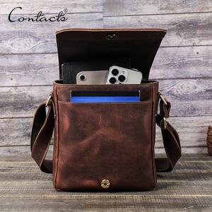 Bolso Mensajero de Cuero Genuino Vintage de CONTACT'S para Hombre, Diseño de Solapa, Bolso de Hombro, Bandolera, para iPad de 7.9 Pulgadas, para el Trabajo Diario - Product Image 2