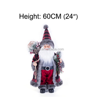 Adornos decorativos de Papá Noel de Navidad en negro y rojo, técnica hecha a mano, bolsa de regalo artesanal, raqueta, adornos navideños para papá