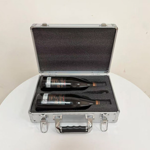 Caja de Almacenamiento de Vino de Aluminio para Dos Botellas, con Tapa Abatible, Embalaje de Regalo, Caja de Herramientas Metálica para Manualidades - Product Image 4
