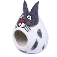 100% Ecologisch Premium Wol Kattenhol XL Gestreept Patroon Binnenbox Wasbaar Koelbed voor Kleine Huisdieren Alle Seizoenen