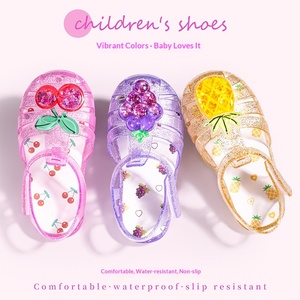 <b>Summer</b> New Children's Princess Mermaid Crystal Fruit Soft Sole Closure Roman <b>Sandals</b> 3-8 Year Olds Wholesale Shoes - Product Image 3