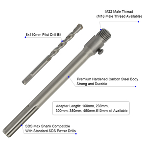 Adattatore <span class=keywords><strong>SDS</strong></span> <span class=keywords><strong>MAX</strong></span> a M22, Barra di Prolunga per Punte da Trapano TCT - Product Image 2