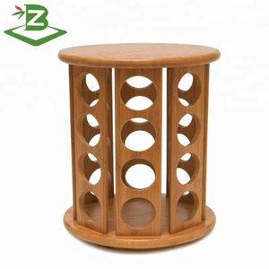 Organisateur de rangement rotatif pour épices en bambou, carrousel à épices Lazy Susan pour comptoir avec 16 bocaux - Product Image 5