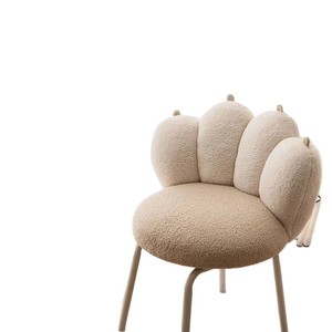 Chaise de maquillage moderne, tabouret de coiffeuse en tissu rotatif, couleur crème clair, pour chambre à coucher et usage domestique - Product Image 5