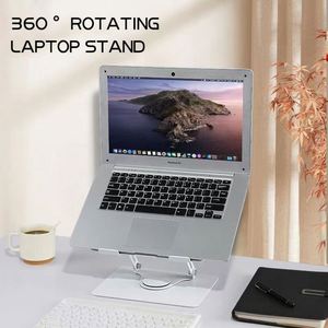 Support portable ergonomique pour ordinateur portable en métal, rotatif à 360 degrés, réglable en hauteur, pliable, avec double ventilateur de refroidissement - Product Image 5
