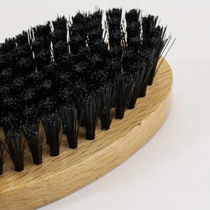 Brosse à cheveux moyenne dure pour hommes manche en bois de hêtre Nylon véganisme ondulé brosse à cheveux pour cheveux noirs brosses à barbe - Product Image 3