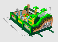 Château gonflable sur le thème de la jungle avec toboggan, qualité commerciale, pour enfants