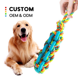Juguete Ecológico para Perros de Cuerda de Algodón TPR, Resistente a Mordidas, para Limpieza Dental, Juguete <span class=keywords><strong>Molar</strong></span> para Mascotas, Color Personalizado de Fábrica, Interactivo - Product Image 1
