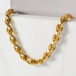 Dainty Stainless Steel <b>Ball</b> Inlay Wave Chain Hypoallergenic Trendy Fashion Women's <b>Bracelet</b> - Product Image 3