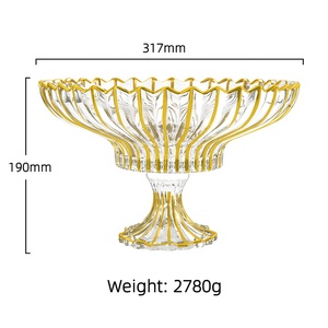 Vệt thiết kế dòng vàng trang trí nội thất Tinh thể thủy tinh trái cây Bát tấm với chân đứng - Product Image 2