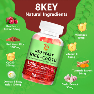 Gomitas de Arroz de Levadura Roja y CoQ10 con Extracto de Cúrcuma y Extracto de Ajo, Suministro de Fábrica, Gomitas para el Apoyo del Colesterol - Product Image 5