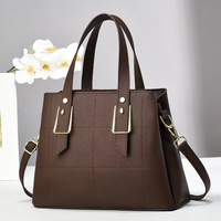 Sac fourre-tout de luxe en PU couleur unie grande capacité avec surpiqûres contrastées, sac à bandoulière fait main pour femme, usage quotidien
