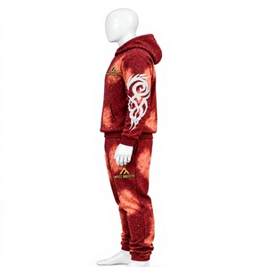 Prix de gros, design personnalisé, imprimé avec des strass, sweat-shirt à capuche 100% coton, tenue de sport décontractée, nouveau design, survêtement pour homme tendance - Product Image 3