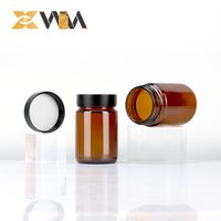 Bouteilles en verre ambré à large ouverture pour capsules, suppléments alimentaires, emballages vides, tailles personnalisées