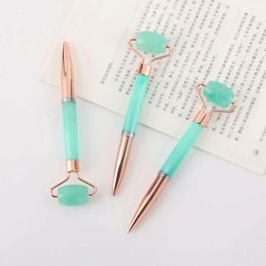 Wholesale Custom Logo Printed Luxury Jade Facial <b>Roller</b> Pen Ballpoint Pens 0.5mm Blue <b>Ink</b> Forever Pen Cute Customizable Colors - Product Image 3