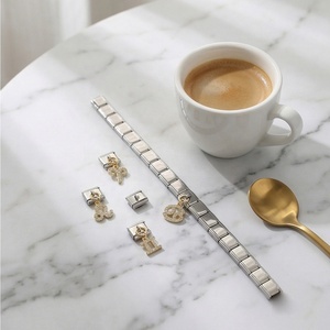 Bracelet à breloques italien tendance en gros, DIY, maillons modulaires simples de 9 mm, en acier inoxydable, pour femmes et jeunes filles, cadeau d'anniversaire - Product Image 3