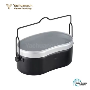 Aluminum Outdoor <b>Camping</b> Cookware Set with Stainless Steel Cover and Handle for Portable Use - Product Image 2