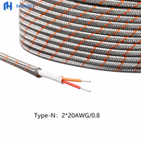 Kabel Ekstensi Termokopel Tipe S untuk Pemanasan Industri Suhu Tinggi 22AWG 0.2mm Berlapis Fiberglass