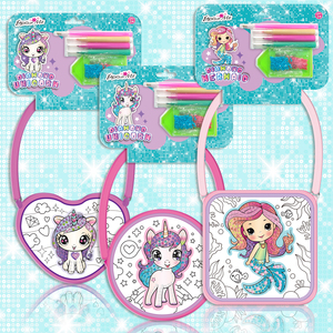 Individuelles DIY Kinder Zeichen runde Einhorn-Edelstein-Gemüse Crossbody-Geldbörse Kindergeschenk eigene Tasche erstellen - Product Image 1
