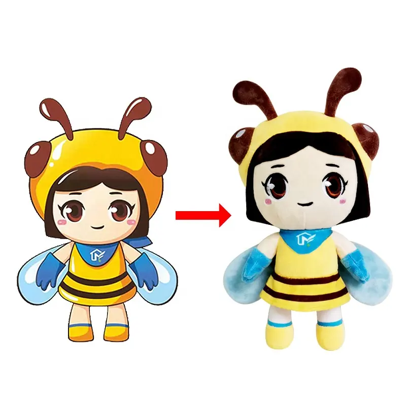 Professionale di alta qualità Plushie personalizzato mascotte Logo aziendale Anime peluche giocattoli ape personalizzazione bambole