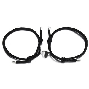 Gelang Hati Sederhana Magnetik Tali Berhias Manik-Manik Lapis Perak Unisex Model Terbaru untuk Pria Wanita - Product Image 1