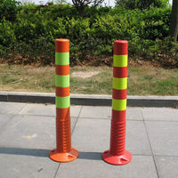 Poteaux de sécurité rétractables en PU flexible H75, borne de circulation routière, bande réfléchissante haute visibilité, diamètre 80 mm, portée 50-100 m