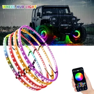 Flowing Double Row Colorful RGB Car Hub Lamp IP68 Waterproof Lamp Neon Strip Light